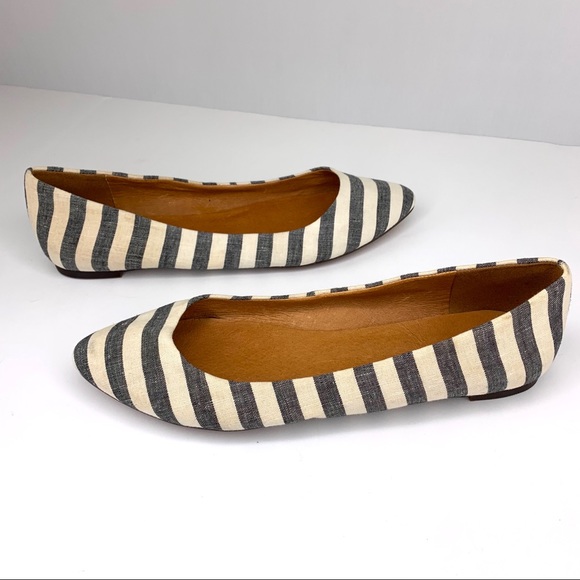 Madewell Sidewalk Skimmer Striped Ballet Flats pointy toe flats - Picture 6 of 8